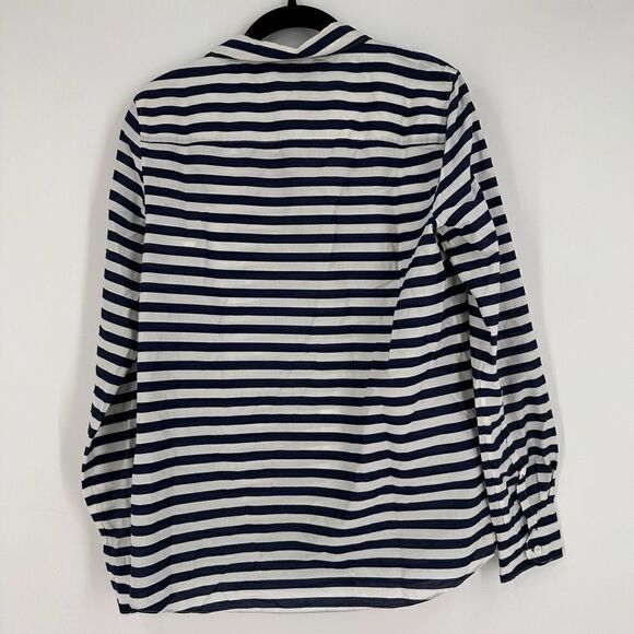 J. Crew Women's Striped Long Sleeve Boy Button-Down Shirt Blue White Size 8 - Picture 7 of 9